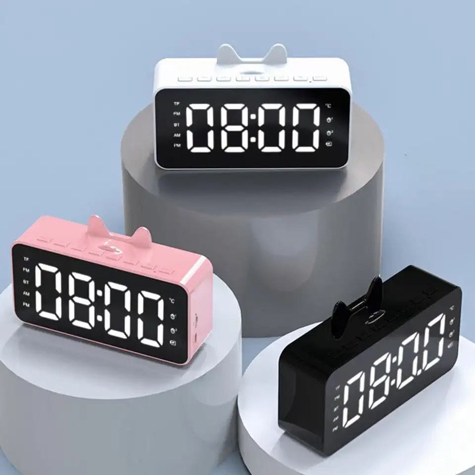 Cat Ear Alarm Clock, Speaker Wireless Mirror Digital Display Smart Sound Box, TF FM Radio Mobile Phone Stand Sound Bar, Multifunction Alarm Radio Desk Clock, Cute Wireless Bluetooth Speaker Clock Cat Ear Alarm Clock, Speaker Wireless Mirror Digital Display Smart Sound Box, TF FM Radio Mobile Phone Stand Sound Bar, Multifunction Alarm Radio Desk Clock, Cute Wireless Bluetooth Speaker Clock